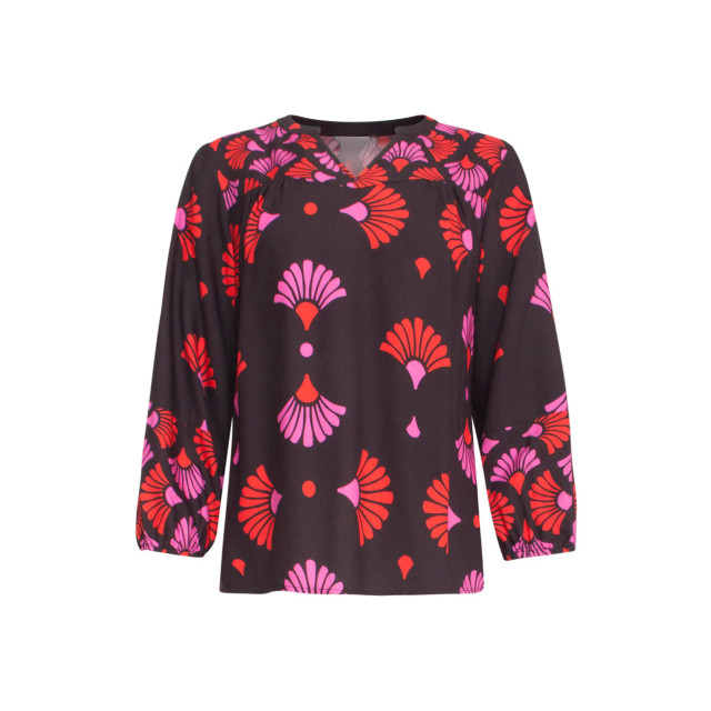 Smashed Lemon 24539 zwarte top met fuchsia en rode grafische print 24539-999-998 large