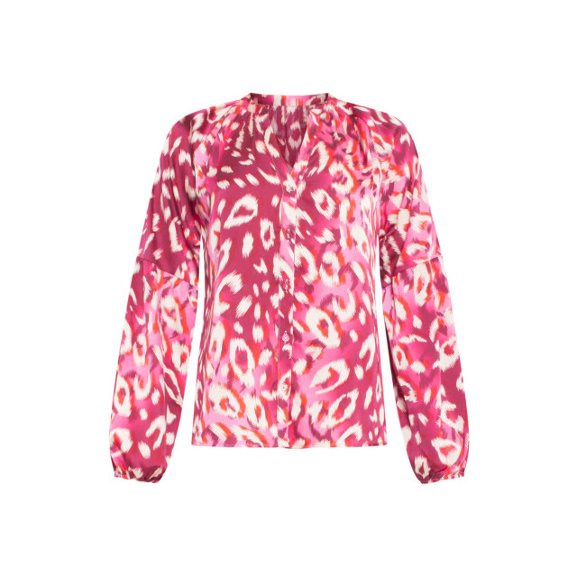 Smashed Lemon 24504 fuchsia cheetah print satijnen blouse 24504-420-445 large