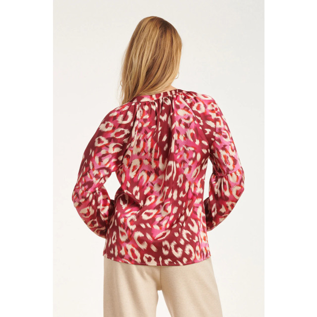 Smashed Lemon 24504 fuchsia cheetah print satijnen blouse 24504-420-445 large