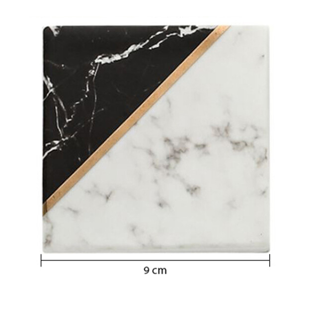 QUVIO Onderzetter vierkant set van 4 marmer zwart + 1395028 large