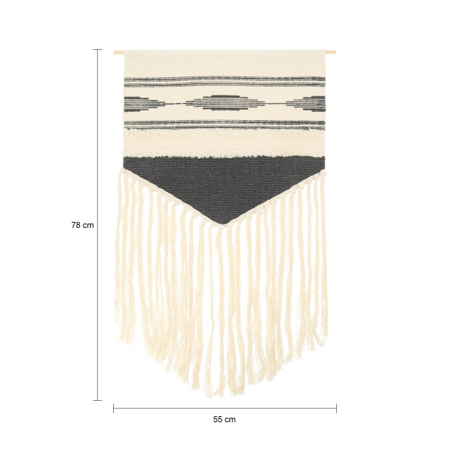 QUVIO Wanddecoratie macrame grijs en 2180340 large