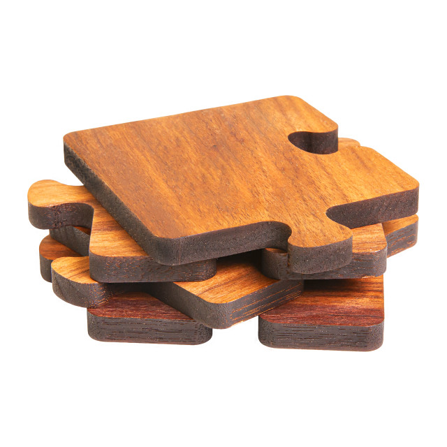 QUVIO Pannenonderzetter / 4 onderzetters glazen – puzzel – hout 2912800 large