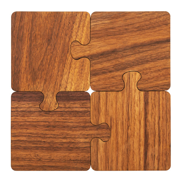 QUVIO Pannenonderzetter / 4 onderzetters glazen – puzzel – hout 2912800 large