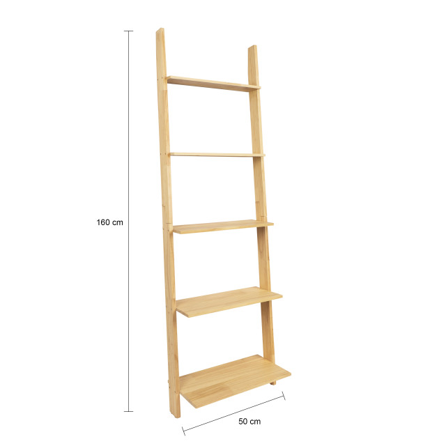 QUVIO Deco ladder voor muur met 5 treden hout 2159387 large