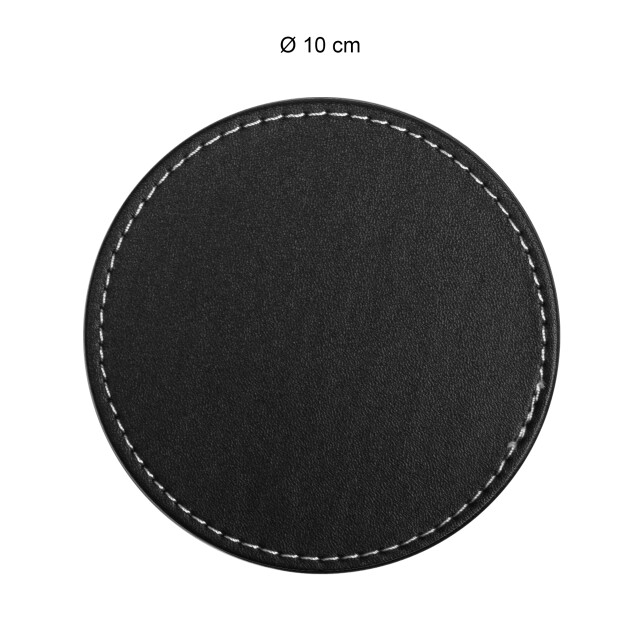 QUVIO 6 leren onderzetters rond met houder - 1395375 large