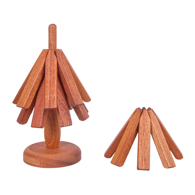 QUVIO Pannenonderzetters boomvormige standaard set van 3 hout 2912792 large
