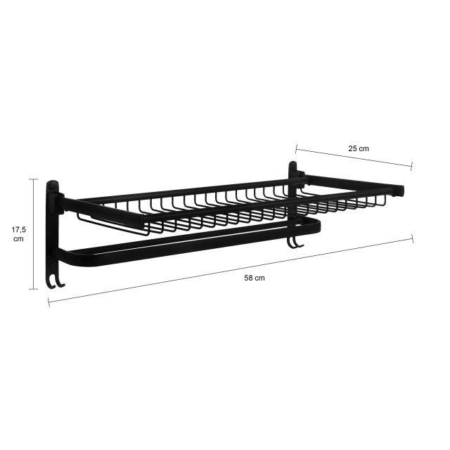 QUVIO Handdoekenrek wand met stang, plank en haakjes 58 cm - 2073068 large