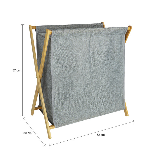 QUVIO Wasmand met houten frame 52 x 30 x 57 cm - 2269301 large