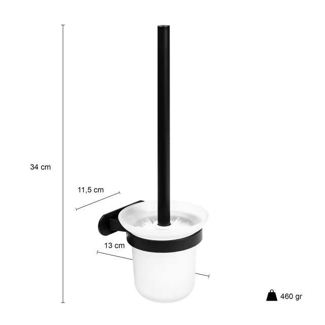 QUVIO Toiletborstelhouder metaal en glas - 1395260 large