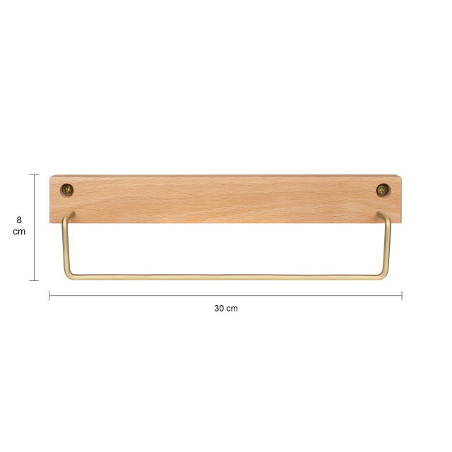 QUVIO Wand handdoekenhouder licht hout + 28 cm 1395500 large