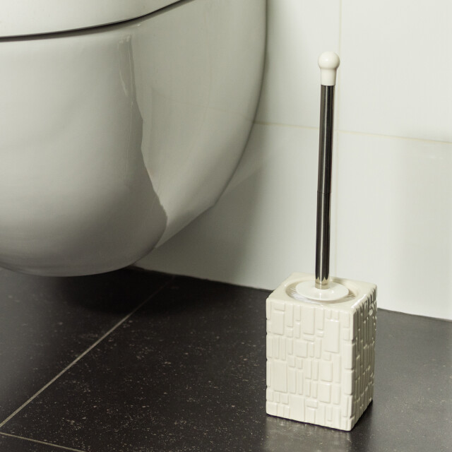 QUVIO Toiletborstel met houder vierkant met patroon keramiek - 2172966 large