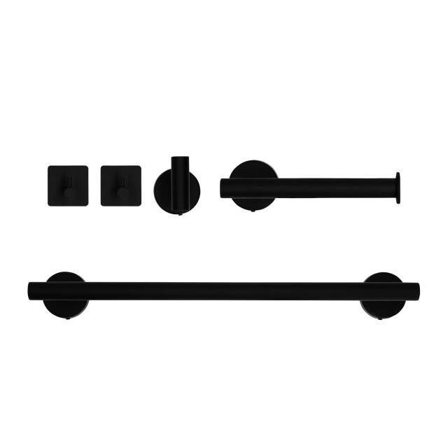 QUVIO Badkamer accessoires set (2x haakjes + toiletrolhouder + handdoekhouder) 5 delig rvs - 2269274 large