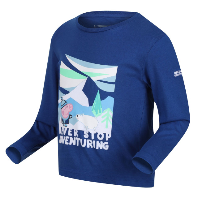 Regatta Kinderen/kinderen stop nooit met avonturieren peppa pig t-shirt met lange mouwen UTRG8065_spaceblue large