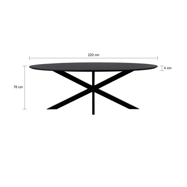 QUVIO Eettafel sofia– ovaal – 220x100 cm – stalen kruispoot – fsc®-gecertificeerd mangohout – 2933679 large