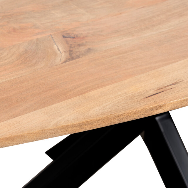 QUVIO Eettafel sofia – deens ovaal – 220x110 cm – stalen kruispoot – fsc®-gecertificeerd mangohout – zwart – naturel 2933684 large