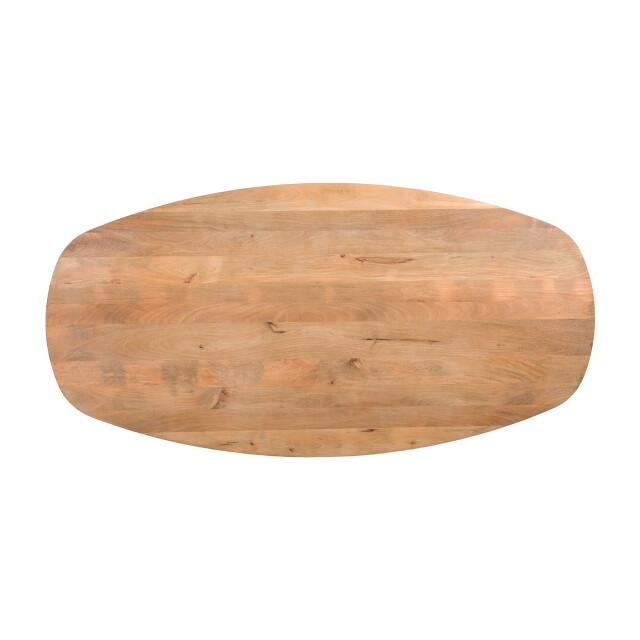 QUVIO Eettafel sofia – deens ovaal – 220x110 cm – stalen kruispoot – fsc®-gecertificeerd mangohout – zwart – naturel 2933684 large