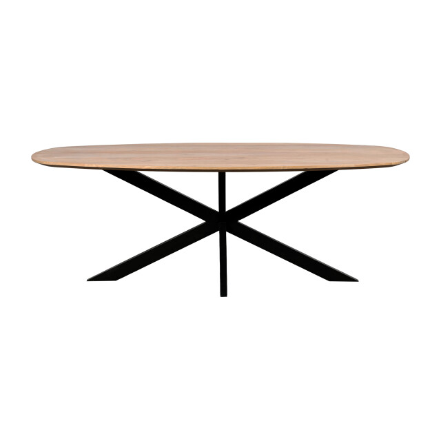 QUVIO Eettafel sofia – deens ovaal – 220x110 cm – stalen kruispoot – fsc®-gecertificeerd mangohout – zwart – naturel 2933684 large