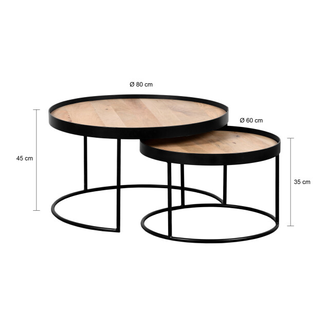 QUVIO Salontafel sara – set van 2 – fsc® mangohout – metaal 2933686 large
