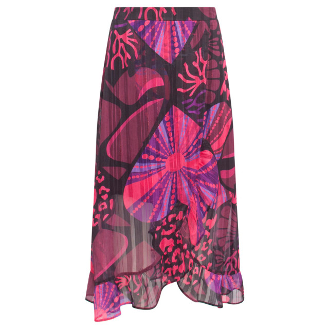 Smashed Lemon 24524 fuchsia en paarse hartjesprint midi rok 24524-999-998 large