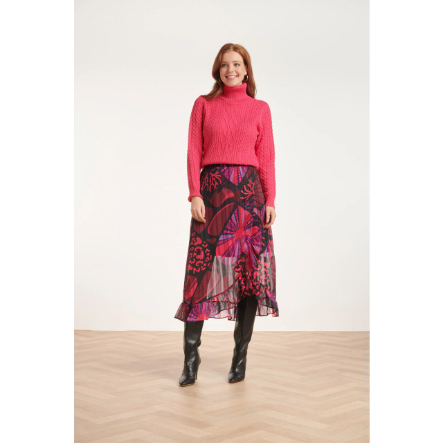 Smashed Lemon 24524 fuchsia en paarse hartjesprint midi rok 24524-999-998 large