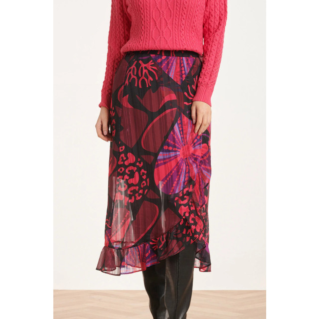 Smashed Lemon 24524 fuchsia en paarse hartjesprint midi rok 24524-999-998 large