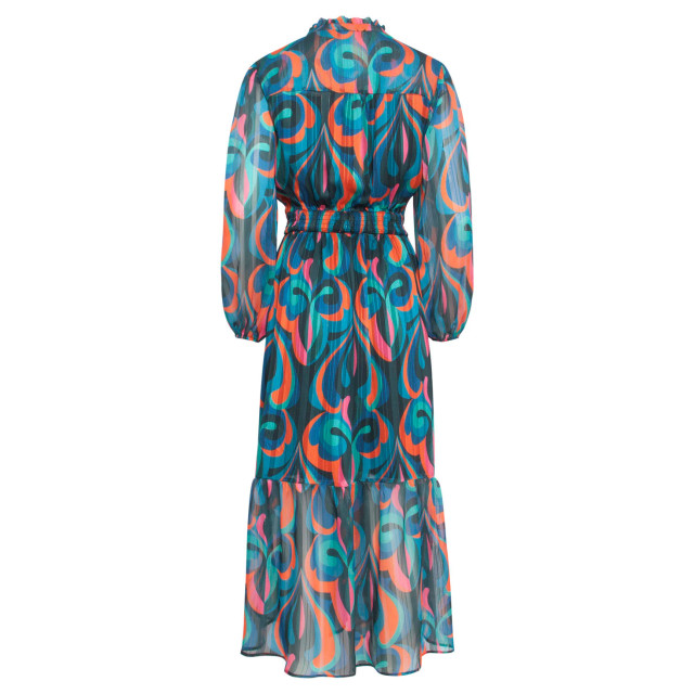 Smashed Lemon 24519 maxi-jurk met multicolor teal en oranje print 24519-640-998 large