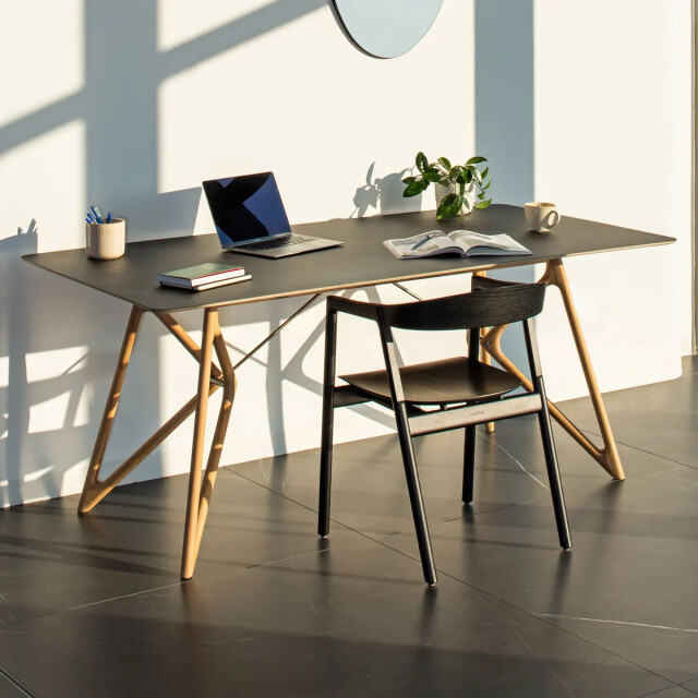 Gazzda Tink table houten eettafel whitewash met linoleum tafelblad nero 180 x 90 cm 2333134 large