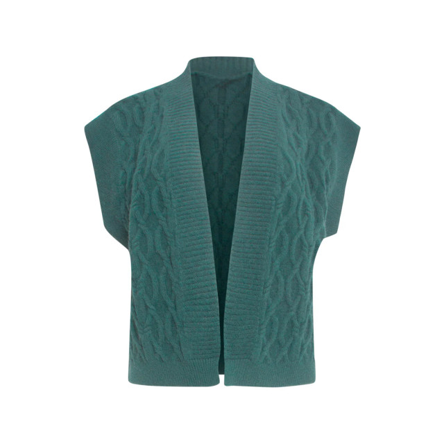 Smashed Lemon 24616 teal gebreide gilet met gevlochten structuur 24616-640-M large