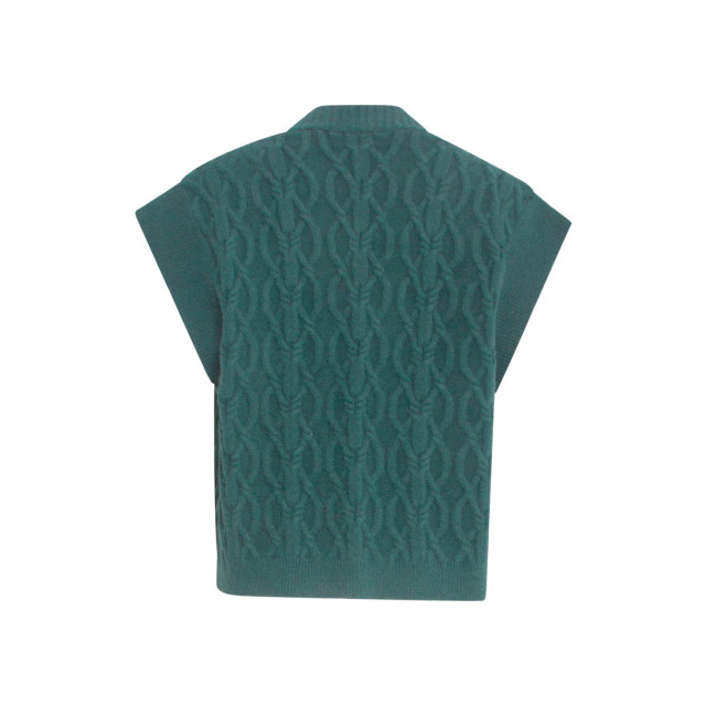 Smashed Lemon 24616 teal gebreide gilet met gevlochten structuur 24616-640-M large