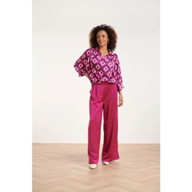 Smashed Lemon 24536 fuchsia en paars grafisch geometrisch bedrukte top 24536-380-420 large