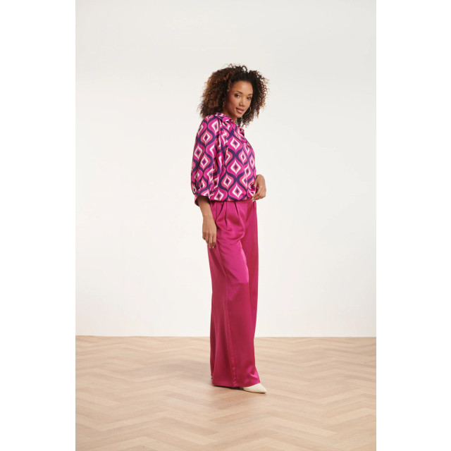 Smashed Lemon 24536 fuchsia en paars grafisch geometrisch bedrukte top 24536-380-420 large