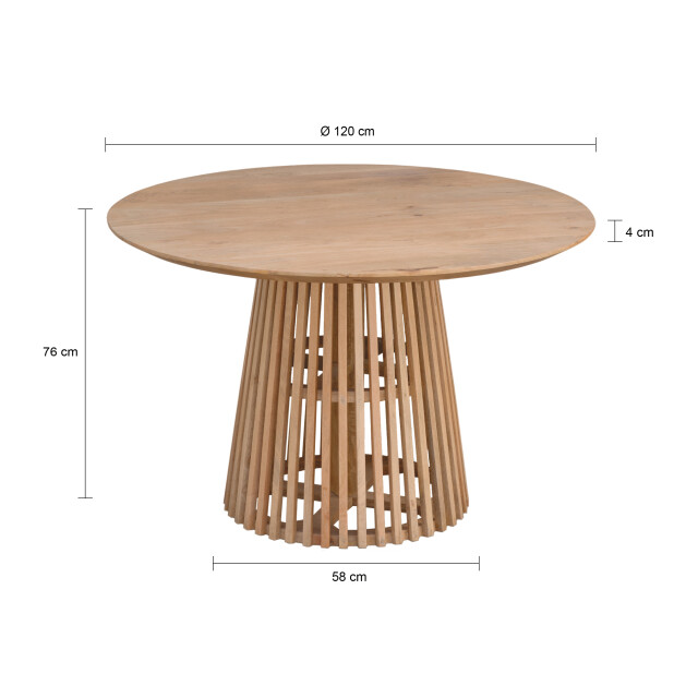 Lewis & Loft Eettafel levi – fsc® mangohout – rond – Ø120 cm – naturel 2927794 large