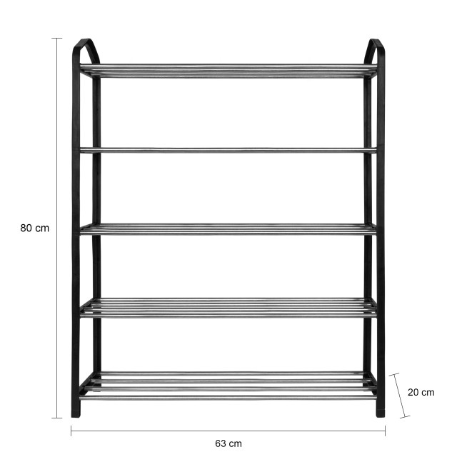 QUVIO Schoenenrek metaal met zwarte zijkant 5 laags 1551078 large