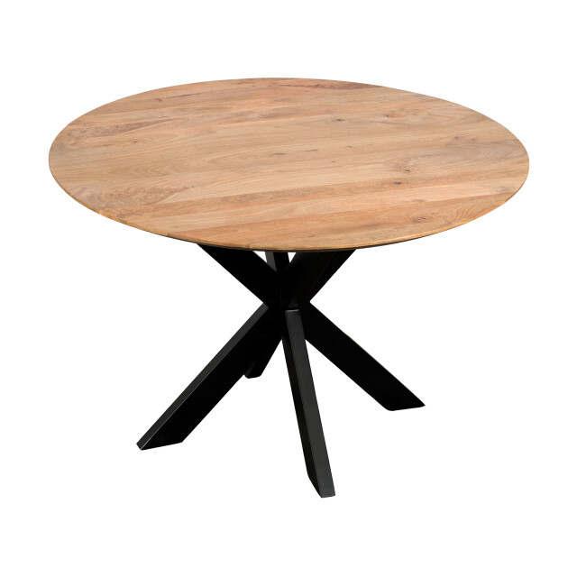 QUVIO Eettafel sofia – rond – Ø120 – stalen kruispoot – fsc®-gecertificeerd mangohout – zwart – naturel 2933682 large
