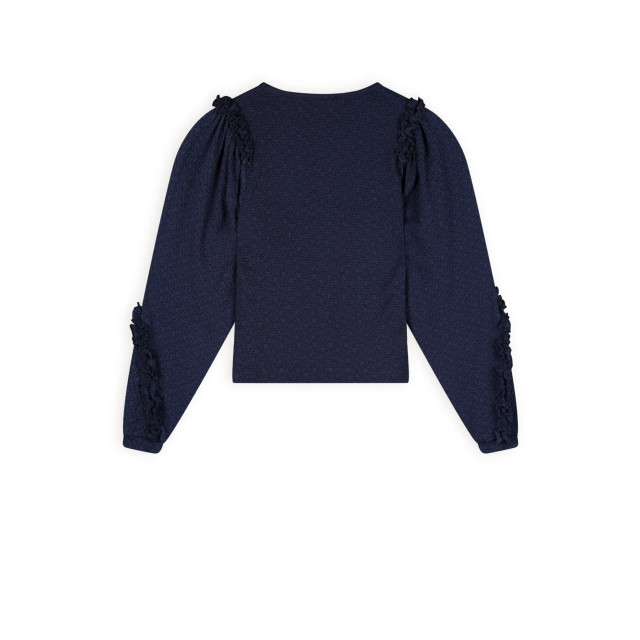 NoNo Meisjes t-shirt jersey fancy mouw kysa navy N409-5400-110 large