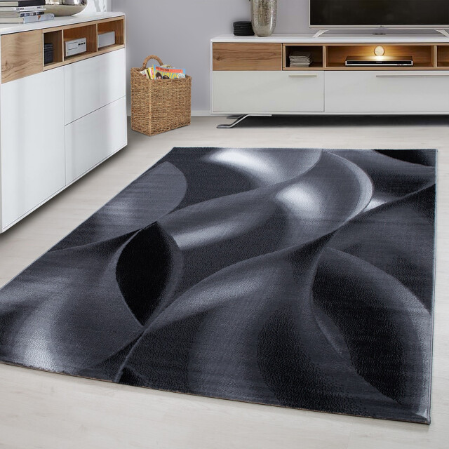 Muratap Plus vloerkleed laagpolig tapijt woonkamer grijs / zwart- 80x300 cm 1129276 large