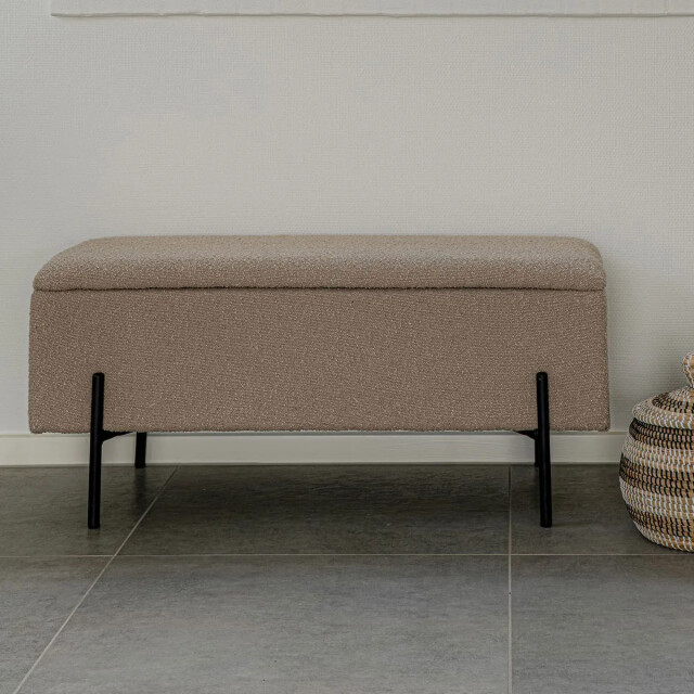 Artichok Marlou bouclé bankje met opbergruimte 95 x 46 cm 2640784 large
