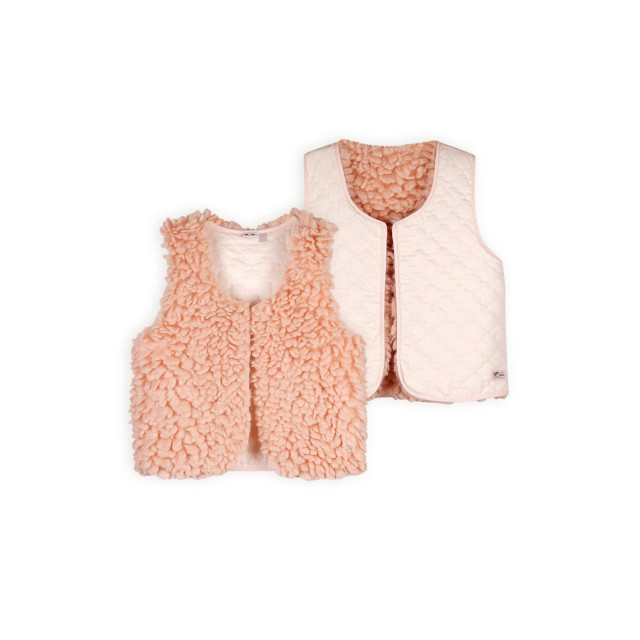 NoNo Meisjes reversibel gilet fluffy fur katya pale blush N409-5304-268 large