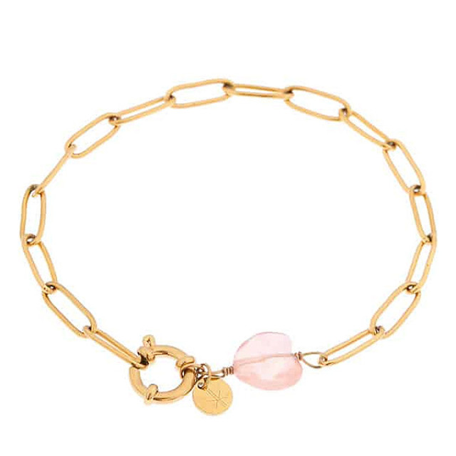 Label Kiki Armband pink heart gold Pink heart - gold large