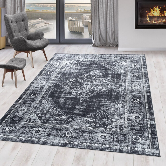 Muratap Fiesta wasbaar vloerkleed laagpolig oosters design grijs woonkamer 2951437 large