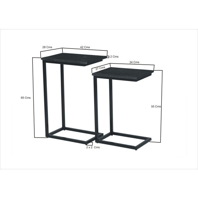 Livingfurn bijzettafel jordy norris mangohout / gecoat staal set van 3 2926148 large