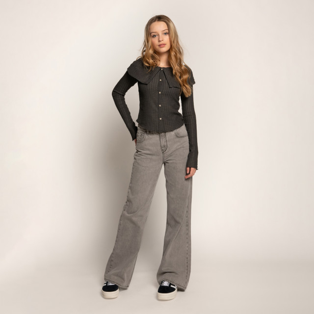 Frankie & Liberty Meisjes broek attitude wide leg grey denim FL24021 - Grey Denim large