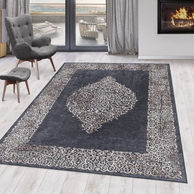Muratap Fiesta wasbaar vloerkleed laagpolig barok design grijs woonkamer 2951416 large