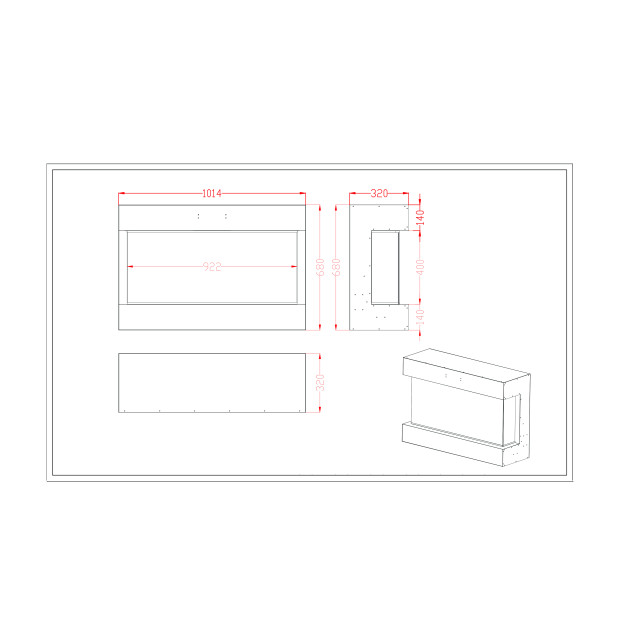 Comfortable at Home Elektrische sfeerhaard, 3-zijden glas stresa 100 2949614 large