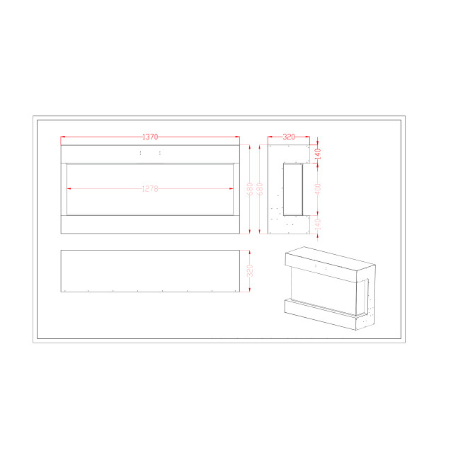 Comfortable at Home Elektrische sfeerhaard, 3-zijden glas stresa 130 2949785 large