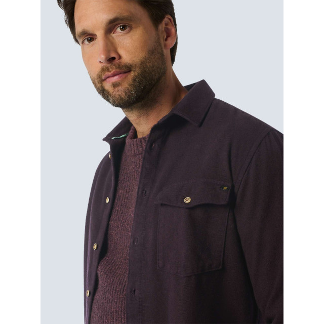 No Excess Shirt check2 coloured twill aubergine 25450935-083 large