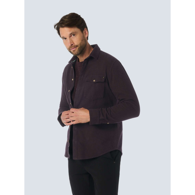 No Excess Shirt check2 coloured twill aubergine 25450935-083 large