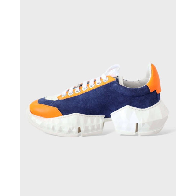 Jimmy Choo Diamant blauw / oranje leren sneakers Jimmy Choo Diamant Blauw / Oranje Leren Sneakers large