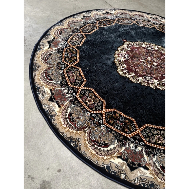 Muratap Isfahan oosters vloerkleed laagpolig klassiek vintage tapijt rond / navy / multi 200 cm rond- 200 cm rond 2953714 large