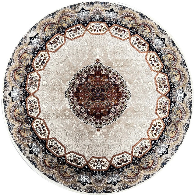 Muratap Isfahan oosters vloerkleed laagpolig klassiek vintage tapijt rond / multi 200 cm rond- 200 cm rond 2953715 large